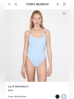 Tory Burch Light Blue Clip One-Piece Swimsuit - NWT